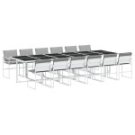 vidaXL Set mobilier de grădină, 13 piese, cu perne, alb, textilenă vidaXL Set mobilier de grădină, 13 piese, cu perne, alb, textilenă