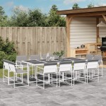 vidaXL Set mobilier de grădină, 13 piese, cu perne, alb, textilenă vidaXL Set mobilier de grădină, 13 piese, cu perne, alb, textilenă