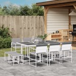 vidaXL Set mobilier de grădină, 11 piese, cu perne, alb, textilenă vidaXL Set mobilier de grădină, 11 piese, cu perne, alb, textilenă