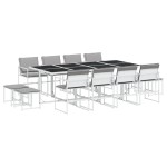 vidaXL Set mobilier de grădină, 13 piese, cu perne, alb, textilenă vidaXL Set mobilier de grădină, 13 piese, cu perne, alb, textilenă