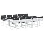 vidaXL Set mobilier de grădină, 11 piese, cu perne, alb, textilenă vidaXL Set mobilier de grădină, 11 piese, cu perne, alb, textilenă