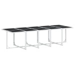 vidaXL Set mobilier de grădină, 11 piese, cu perne, alb, textilenă vidaXL Set mobilier de grădină, 11 piese, cu perne, alb, textilenă