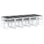 vidaXL Set mobilier de grădină, 11 piese, cu perne, alb, textilenă vidaXL Set mobilier de grădină, 11 piese, cu perne, alb, textilenă