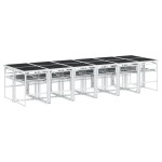 vidaXL Set mobilier de grădină, 13 piese, cu perne, alb, textilenă vidaXL Set mobilier de grădină, 13 piese, cu perne, alb, textilenă