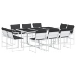 vidaXL Set mobilier de grădină, 11 piese, cu perne, alb, textilenă vidaXL Set mobilier de grădină, 11 piese, cu perne, alb, textilenă