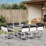 vidaXL Set mobilier de grădină, 11 piese, cu perne, alb, textilenă vidaXL Set mobilier de grădină, 11 piese, cu perne, alb, textilenă
