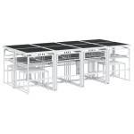 vidaXL Set mobilier de grădină, 13 piese, cu perne, alb, textilenă vidaXL Set mobilier de grădină, 13 piese, cu perne, alb, textilenă