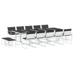 vidaXL Set mobilier de grădină, 15 piese, cu perne, alb, textilenă