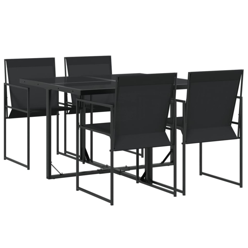 vidaXL Set mobilier de grădină, 5 piese, negru, textilenă