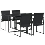 vidaXL Set mobilier de grădină, 5 piese, negru, textilenă