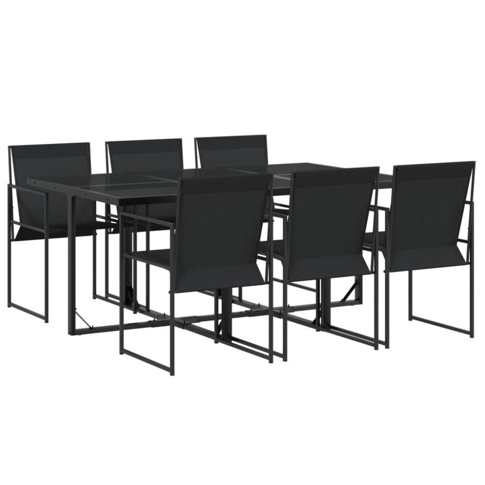vidaXL Set mobilier de grădină, 7 piese, negru, textilenă