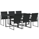 vidaXL Set mobilier de grădină, 7 piese, negru, textilenă