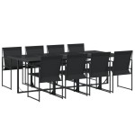vidaXL Set mobilier de grădină, 9 piese, negru, textilenă vidaXL Set mobilier de grădină, 9 piese, negru, textilenă