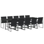 vidaXL Set mobilier de grădină, 11 piese, negru, textilenă vidaXL Set mobilier de grădină, 11 piese, negru, textilenă