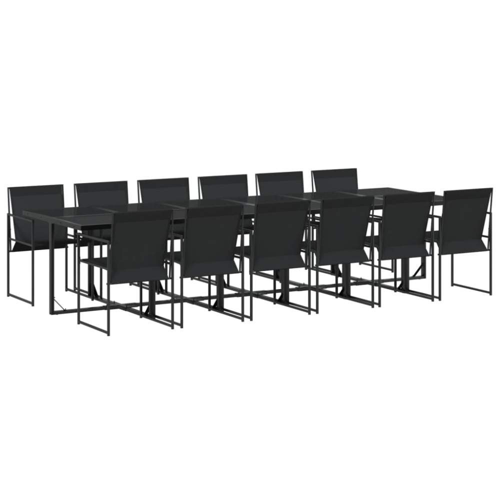 vidaXL Set mobilier de grădină, 13 piese, negru, textilenă