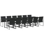 vidaXL Set mobilier de grădină, 13 piese, negru, textilenă