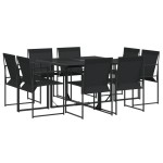 vidaXL Set mobilier de grădină, 9 piese, negru, textilenă vidaXL Set mobilier de grădină, 9 piese, negru, textilenă