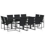 vidaXL Set mobilier de grădină, 11 piese, negru, textilenă vidaXL Set mobilier de grădină, 11 piese, negru, textilenă
