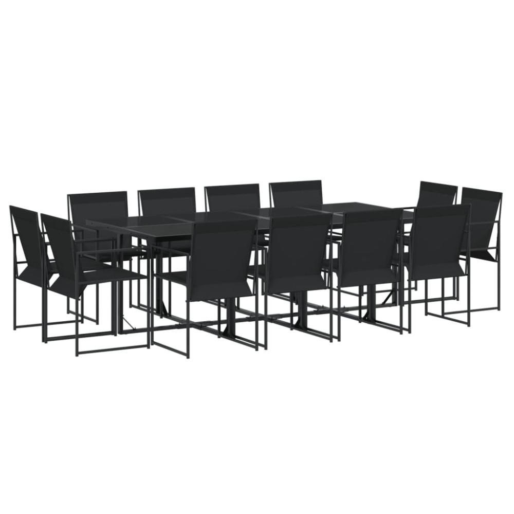 vidaXL Set mobilier de grădină, 13 piese, negru, textilenă