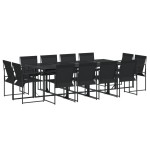 vidaXL Set mobilier de grădină, 13 piese, negru, textilenă