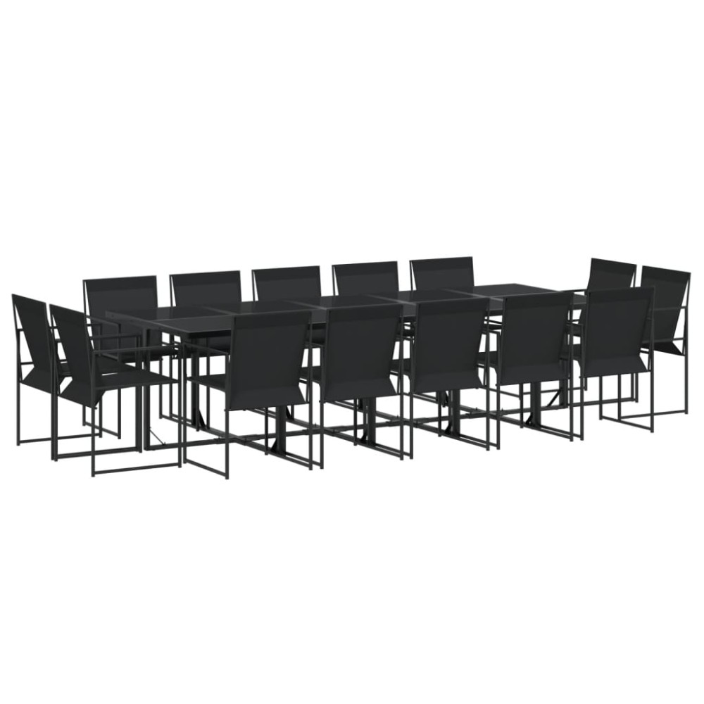 vidaXL Set mobilier de grădină, 15 piese, negru, textilenă