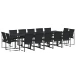 vidaXL Set mobilier de grădină, 15 piese, negru, textilenă