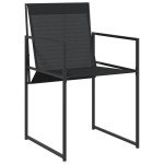 vidaXL Set mobilier de grădină, 17 piese, negru, textilenă