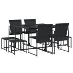 vidaXL Set mobilier de grădină, 9 piese, negru, textilenă vidaXL Set mobilier de grădină, 9 piese, negru, textilenă