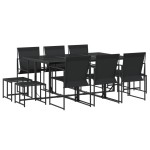 vidaXL Set mobilier de grădină, 11 piese, negru, textilenă vidaXL Set mobilier de grădină, 11 piese, negru, textilenă