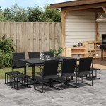 vidaXL Set mobilier de grădină, 11 piese, negru, textilenă vidaXL Set mobilier de grădină, 11 piese, negru, textilenă
