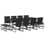vidaXL Set mobilier de grădină, 13 piese, negru, textilenă