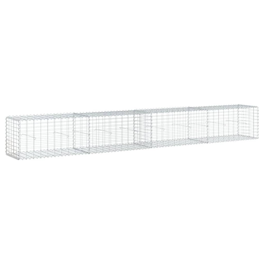 vidaXL Coș gabion cu capac, argintiu, 400x50x50 cm, fier galvanizat