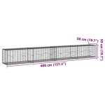 vidaXL Coș gabion cu capac, argintiu, 400x50x50 cm, fier galvanizat