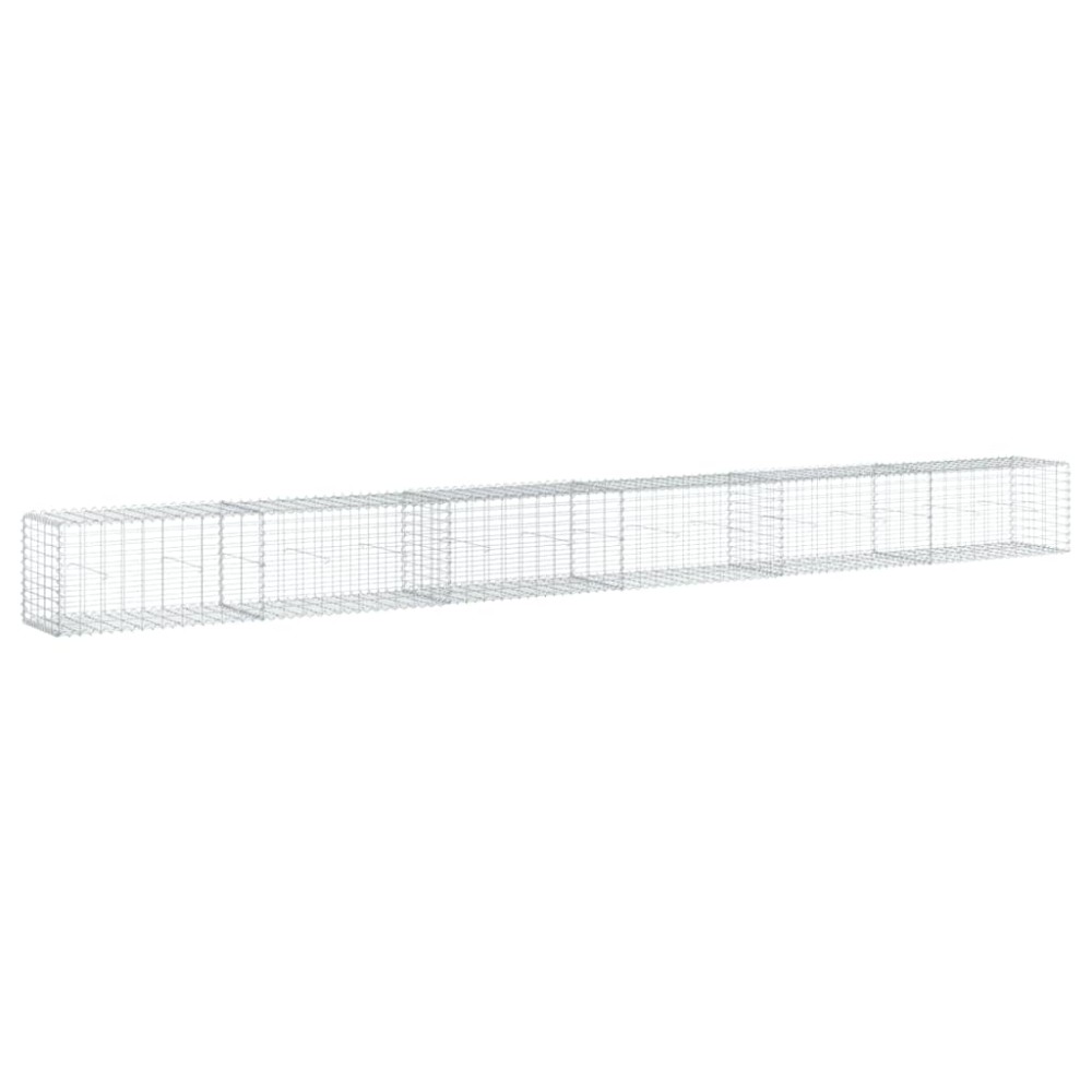 vidaXL Coș gabion cu capac, argintiu, 600x50x50 cm, fier galvanizat