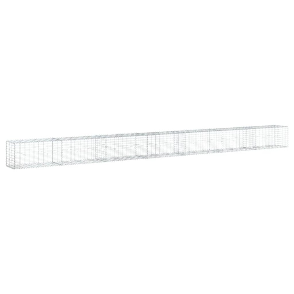 vidaXL Coș gabion cu capac, argintiu, 700x50x50 cm, fier galvanizat