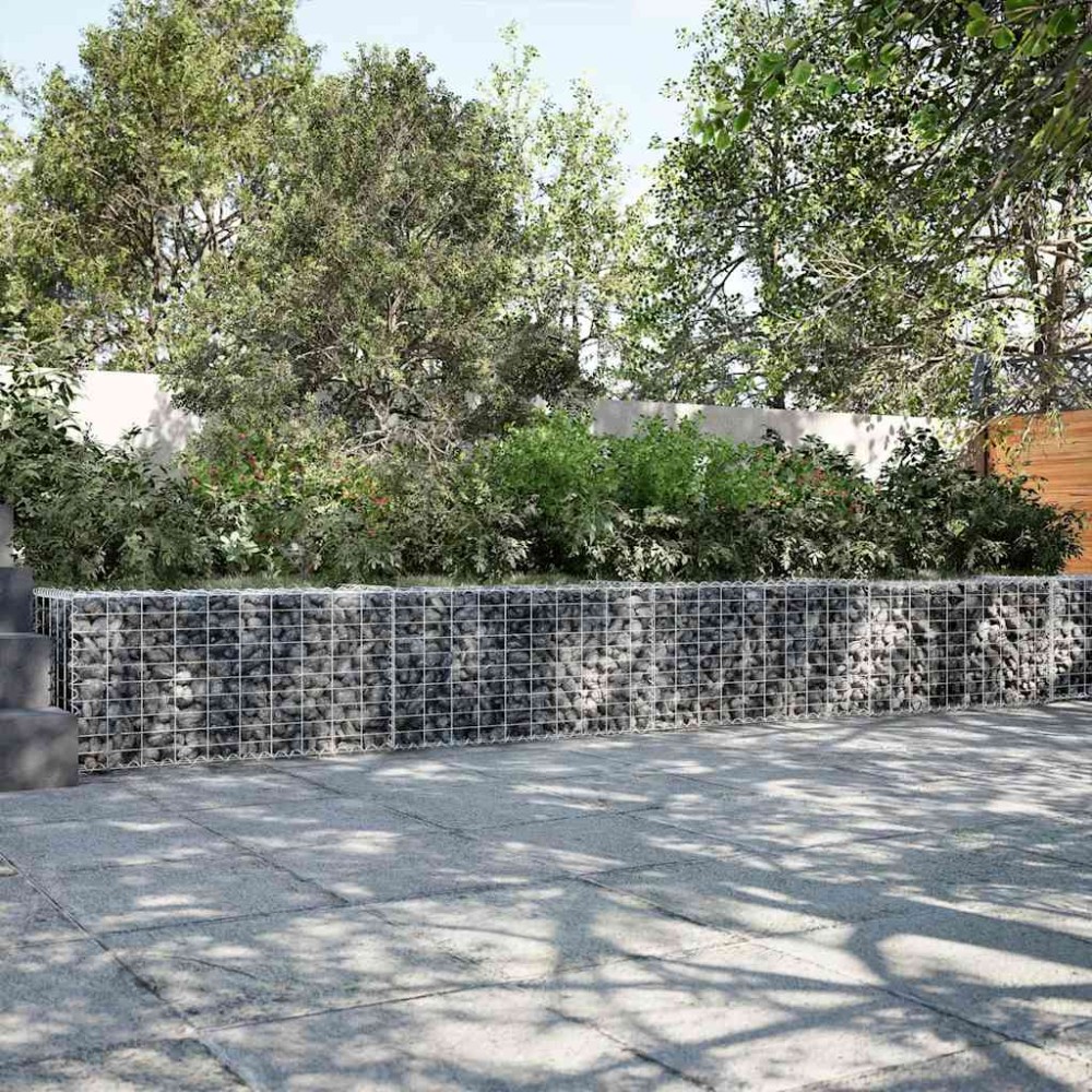 vidaXL Coș gabion cu capac, argintiu, 700x50x50 cm, fier galvanizat