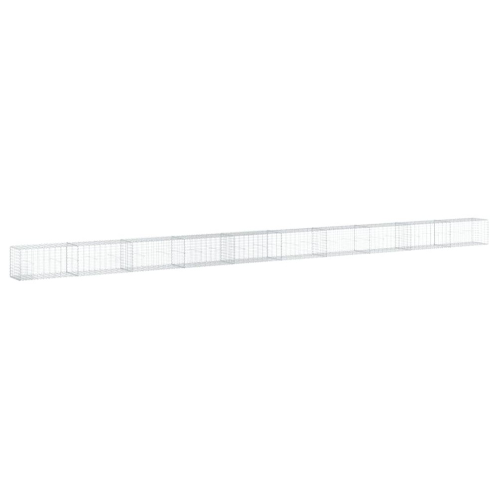 vidaXL Coș gabion cu capac, argintiu, 1000x50x50 cm, fier galvanizat