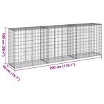 vidaXL Coș gabion cu capac, 300x50x100 cm, fier galvanizat