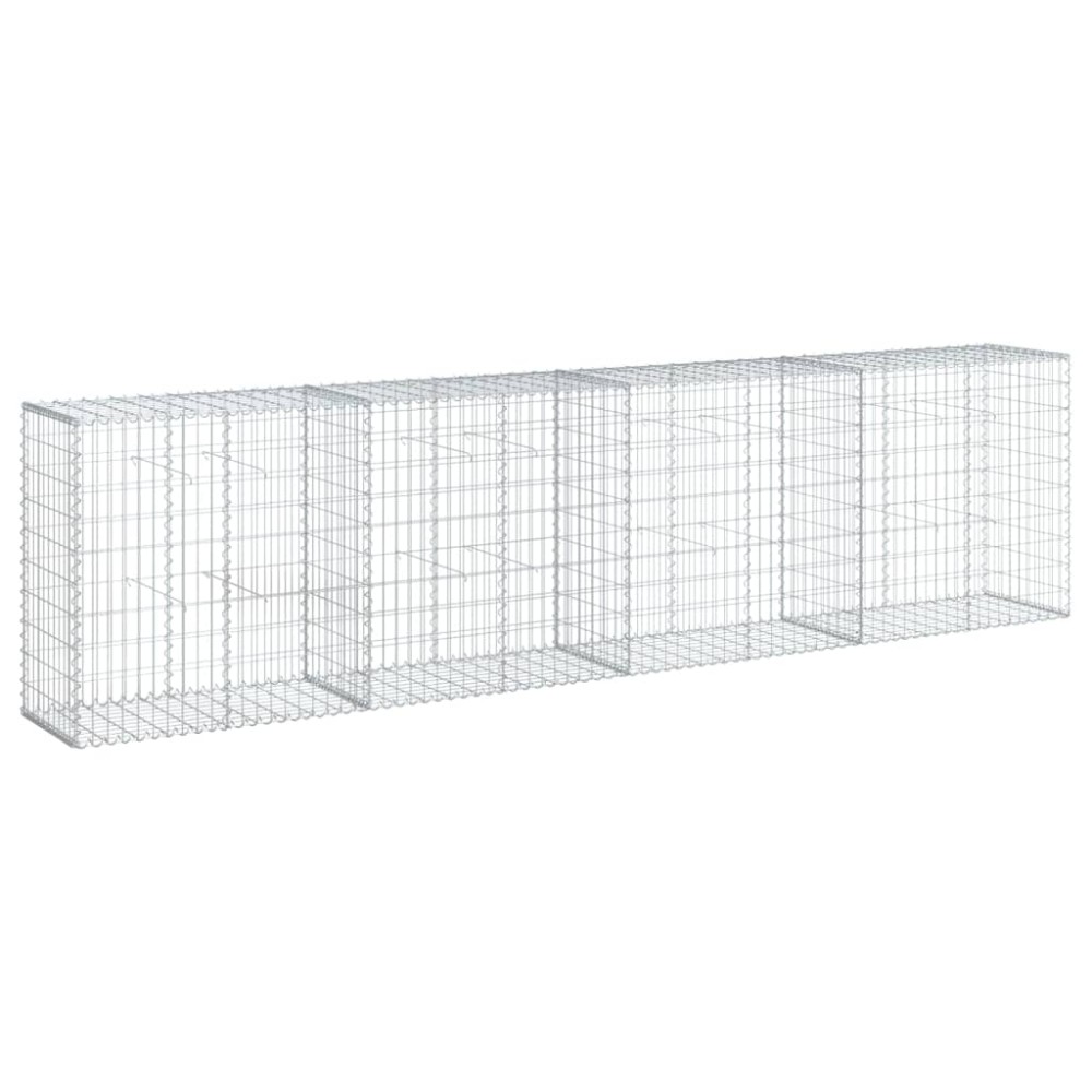 vidaXL Coș gabion cu capac, 400x50x100 cm, fier galvanizat