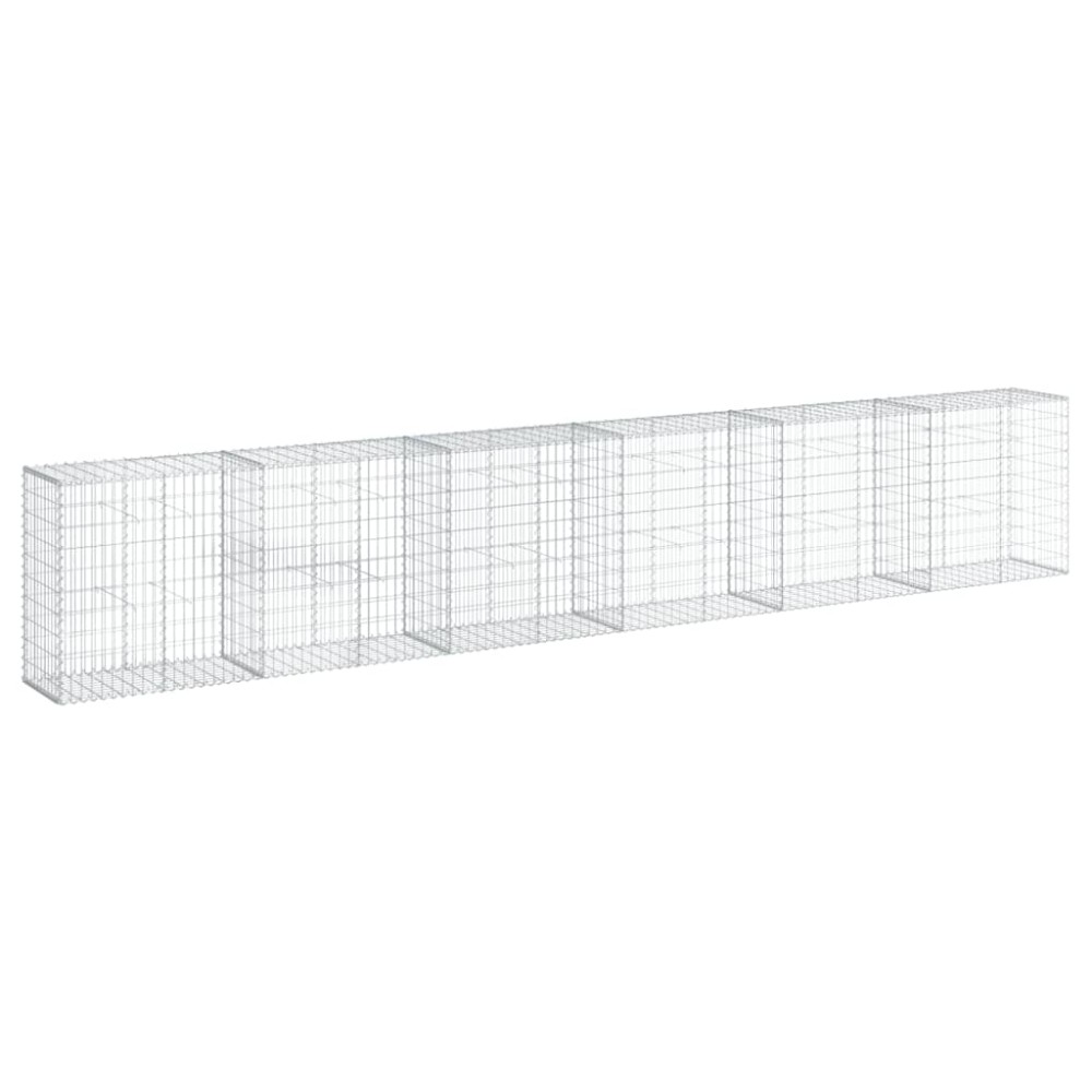 vidaXL Coș gabion cu capac, argintiu, 600x50x100 cm, fier galvanizat