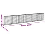 vidaXL Coș gabion cu capac, argintiu, 600x50x100 cm, fier galvanizat vidaXL Coș gabion cu capac, argintiu, 600x50x100 cm, fier galvanizat