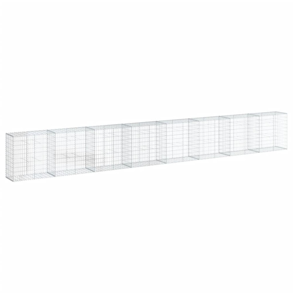 vidaXL Coș gabion cu capac, 800x50x100 cm, fier galvanizat