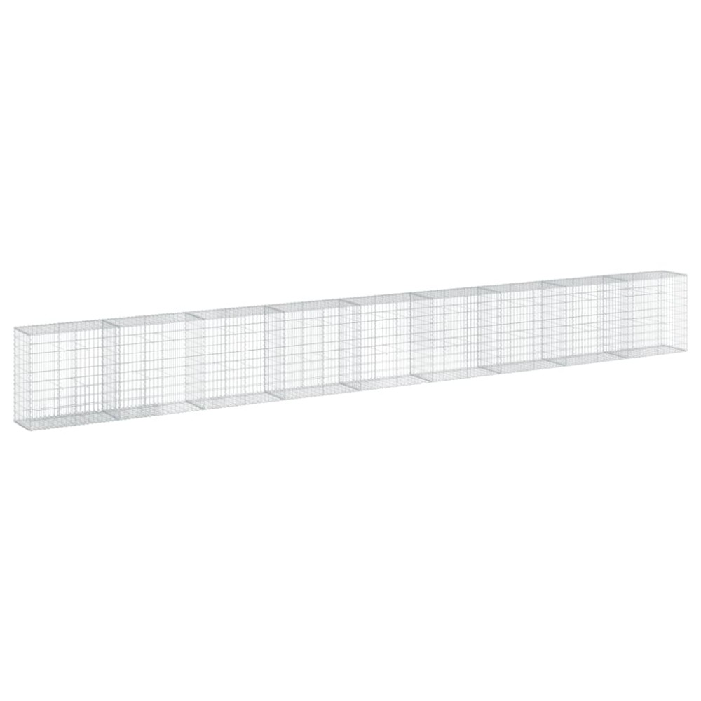 vidaXL Coș gabion cu capac, 900x50x100 cm, fier galvanizat