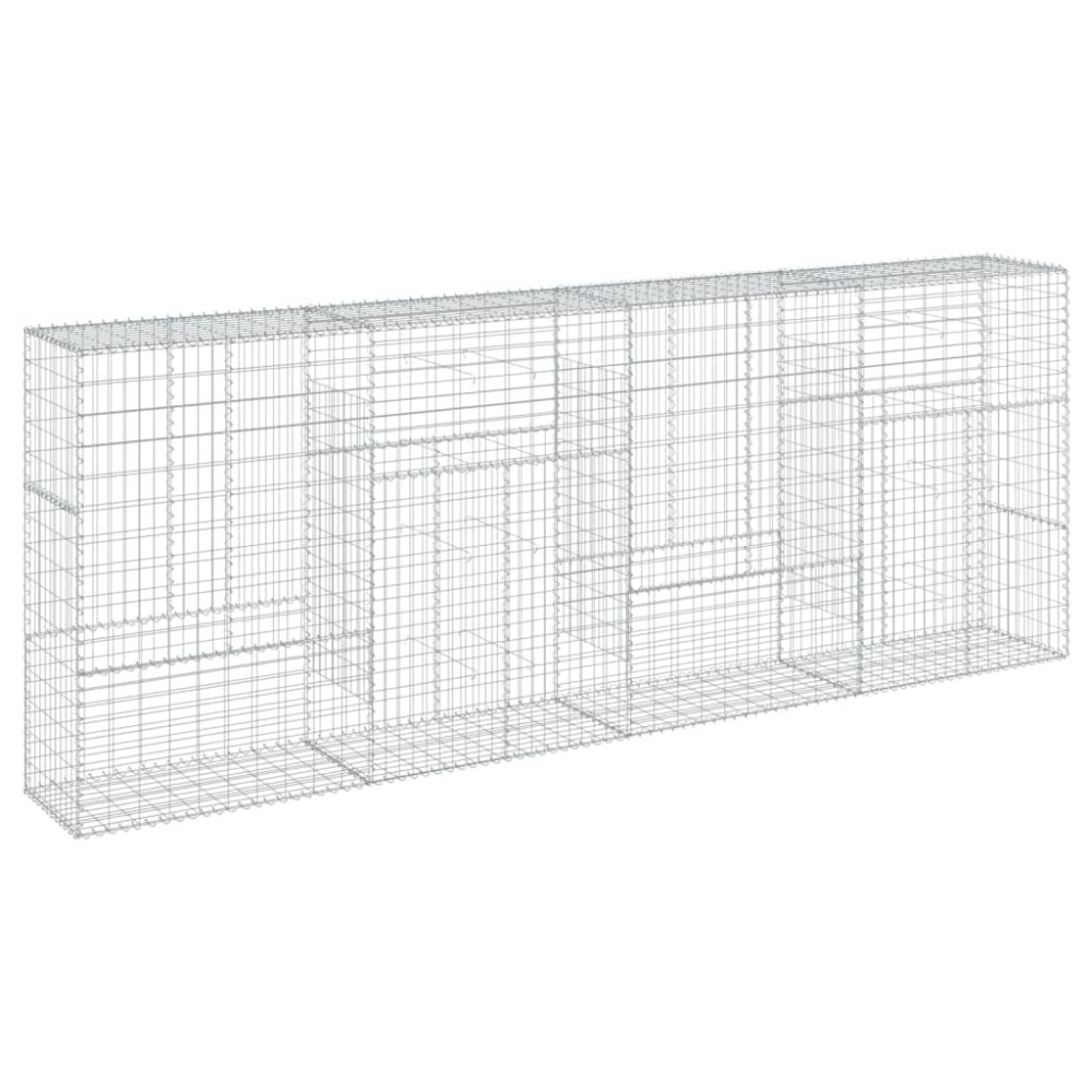 vidaXL Coș gabion cu capac, 400x50x150 cm, fier galvanizat