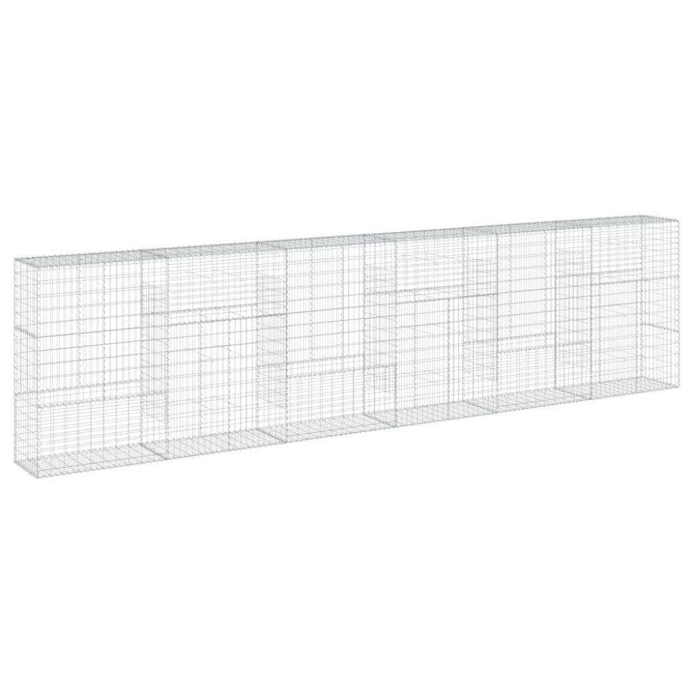 vidaXL Coș gabion cu capac, 600x50x150 cm, fier galvanizat