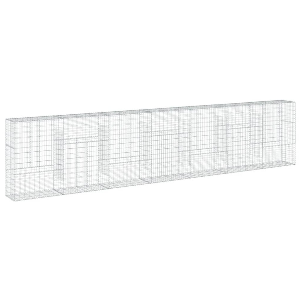 vidaXL Coș gabion cu capac, 700x50x150 cm, fier galvanizat