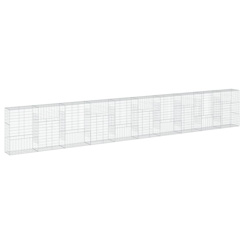 vidaXL Coș gabion cu capac, 1000x50x150 cm, fier galvanizat