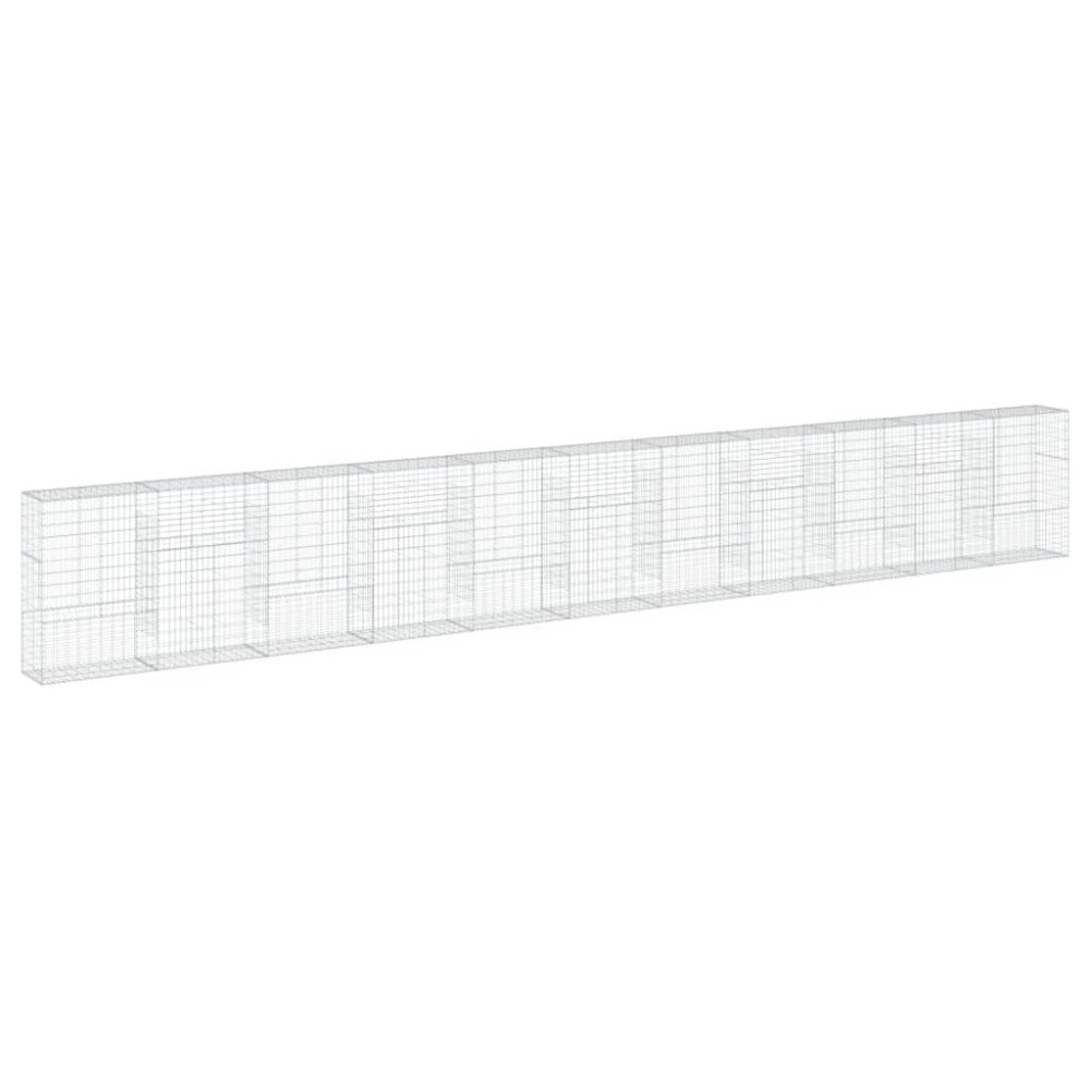 vidaXL Coș gabion cu capac, 1100x50x150 cm, fier galvanizat