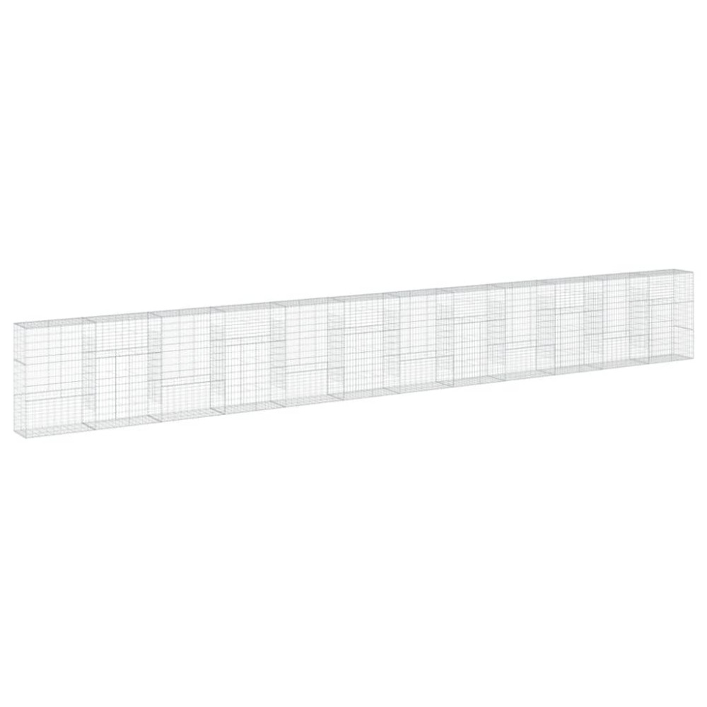 vidaXL Coș gabion cu capac, 1200x50x150 cm, fier galvanizat