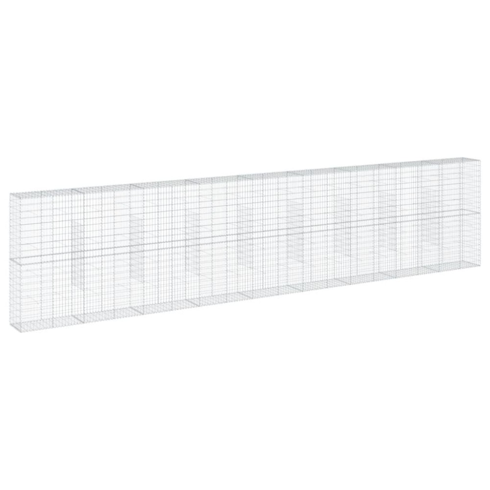 vidaXL Coș gabion cu capac, argintiu, 900x50x200 cm, fier galvanizat